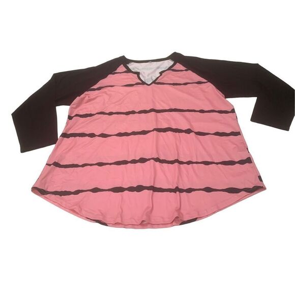 Striped Baseball Style T-shirt - Picture 1 of 7